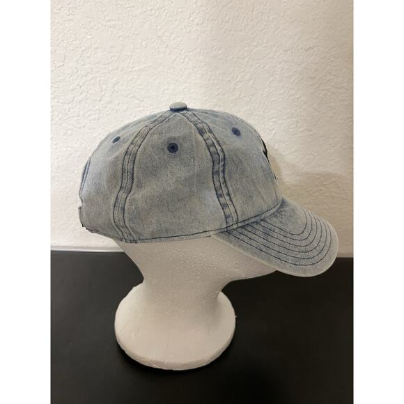 Adidas Hat Cap Strap Back Womens One Size Blue Denim Look Embroidered Cotton - Picture 4 of 6